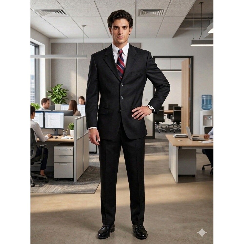 BIOS Gold Collection Suit Men's 42R 36x30.5 Bonino Tessuti Super 100s Wool Italy